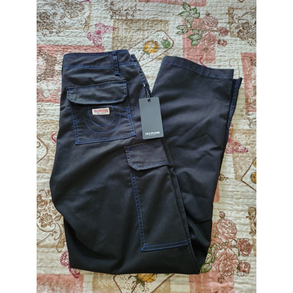 True Religion Men's Cargo Pants Size 30 Jet Black‎ 108335